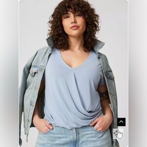 Torrid Twisted V-Neck Tee, Dusty Blue, Size 3 (3X 22-24), Gently Used